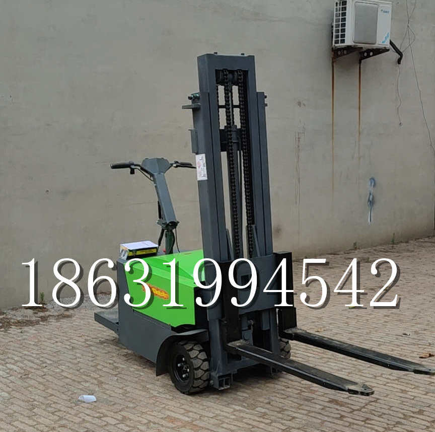 清河区优程全电动叉车插腿式堆高车液压装卸车1.5吨升高小型站驾式铲车